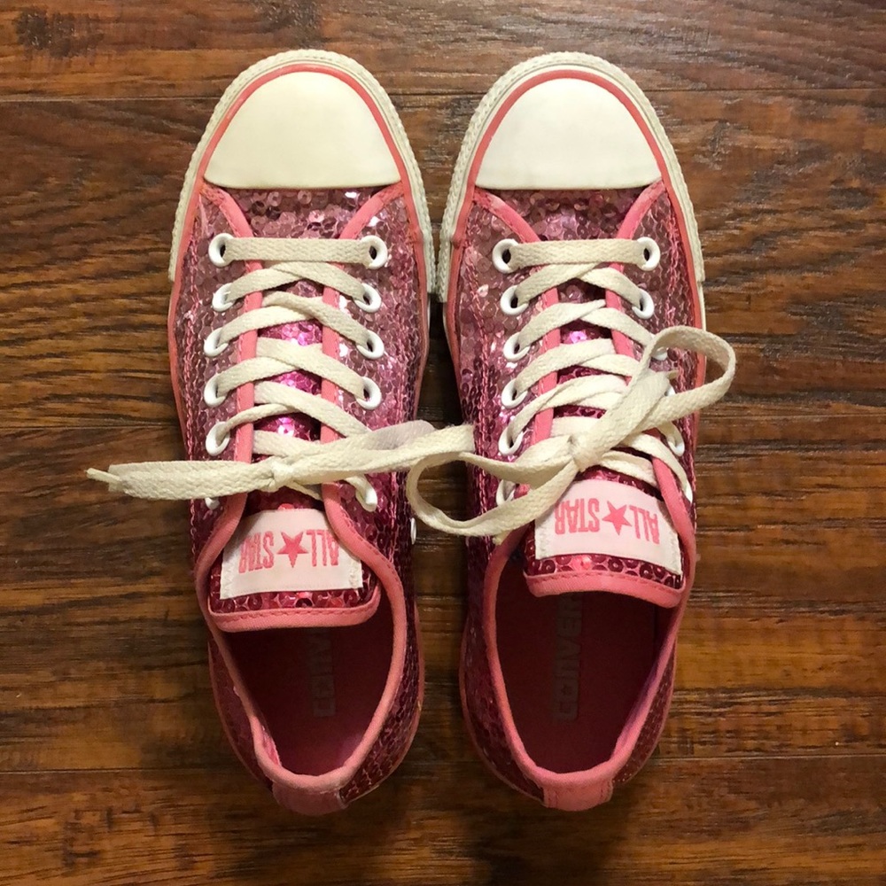 Pink Sequin Converse